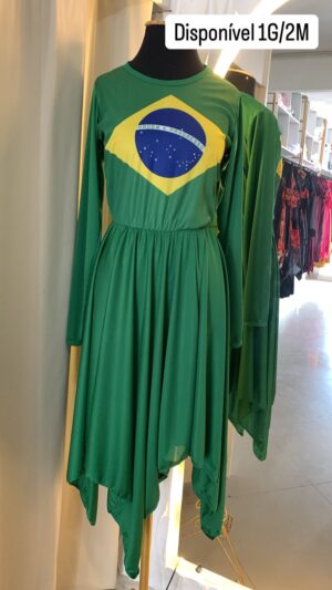 Vestido Brasil manga longa