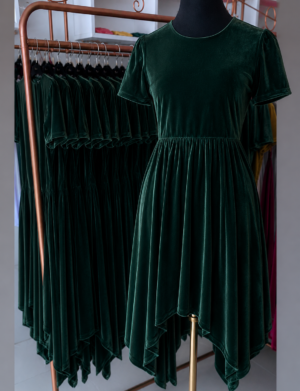 Vestido veludo 4 pontas